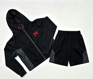<b>Men's</b> Winter Hooded Casual Plus Size Lightweight Anti-Bacterial Anti-UV Breathable 100% Nylon Solid Tracksuit Jacket <b>Shorts</b> - Product Image 3