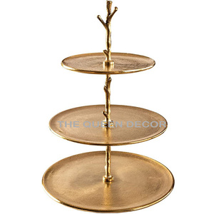 Elegant Looking Silver Aluminum Metal 2-<b>Tier</b> <b>Cake</b> Stand Shinny Polished Designer Border Hotel Pastry Food Dessert - Product Image 6
