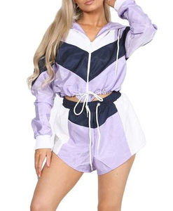 Ensemble de veste courte matelassée pour femmes et hommes, deux pièces, fermeture éclair, imperméable, respirant, polyester, grande taille, coupe-vent, logo imprimé personnalisé - Product Image 1