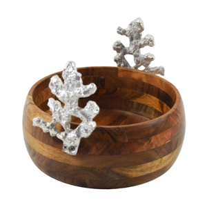 Bol en bois au design élégant avec poignée en métal à motif feuille d'or, idéal pour la maison, les hôtels, les restaurants, les mariages et les fêtes. - Product Image 6