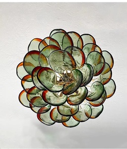Art Deco aydınlatma armatürü cam <span class=keywords><strong>Petal</strong></span> yeşil kırmızı asılı lamba için asma tavan ışığı yemek masası Vintage avize - Product Image 6