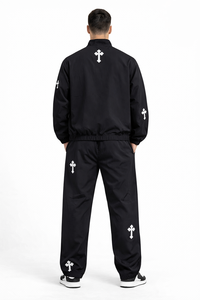 ชุดวอร์มโลโก้สั่งทำสำหรับผู้ชาย เสื้อแจ็คเก็ตกราฟิกน้ำหนักเบาสั่งทำสำหรับผู้ชาย กางเกงจ็อกเกอร์ MOQ ต่ำ เสื้อกันลมขายส่ง - Product Image 2