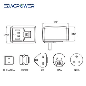 9V 6W 0.67A MAX. IEC60601 & 2xMOPP EM1005DVRT Medical AC/DC Interchangeable Power <b>Adapters</b> for Medical Use - Product Image 2