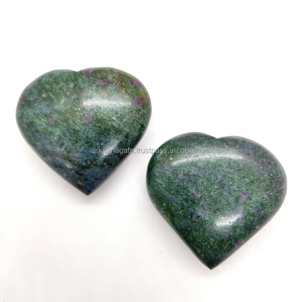 Wholesale Crystal Natural Ruby in Zoisite puffy Heart Crystal Palm hand chakra crystals healing sun shine For decoration