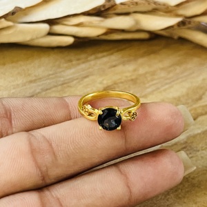 Trendy Design Smoky <b>Quartz</b> <b>Ring</b> Boho Brass Jewelry For Women 18k Gold Plated Dainty Heart Floral <b>Ring</b> For Wholesale/OEM/ODM - Product Image 2