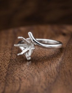Anillo de Plata de Ley 925 con Engaste de Corona de 8 Puntas, Anillo Semimontado para Gema Redonda de 6mm-8mm, Anillo de Compromiso Solitario - Product Image 5