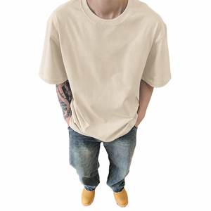 สินค้าขายดีในปากีสถาน เสื้อยืดผู้ชายทรงหลวม 100% ผ้าฝ้ายเจอร์ซีย์ เสื้อยืดผู้ชายแฟชั่นใหม่ น้ำหนักเบา ทรงบ็อกซี่ - Product Image 3