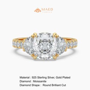 Anillo de Compromiso de Oro Amarillo de 14K con Moissanita de Corte Ovalado y Halo Oculto, Joyería Nupcial de Lujo, Tendencia en EE. UU. - Product Image 6