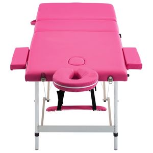 Table de massage pliable en aluminium rose avec 3 zones pour usage domestique ou professionnel - Product Image 4