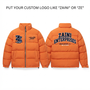 Chaqueta Acolchada Premium 100% Poliéster Naranja, Impermeable, Cortavientos, con Capucha, Patrón de Camuflaje, Gruesa, para Invierno - Product Image 1