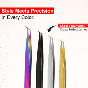 Pince à cils 45 degrés en acier inoxydable haute précision, finition plasma arc-en-ciel, or, argent, noir, pour extensions de cils, modèle professionnel - Product Image 4