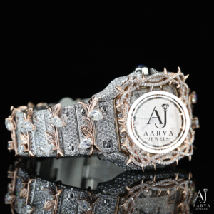 Montre mécanique de luxe AARVA JEWELS, boîtier carré en acier inoxydable de 42 mm, cadran en acrylique, pierres précieuses, design unisexe, réserve de marche - Product Image 2