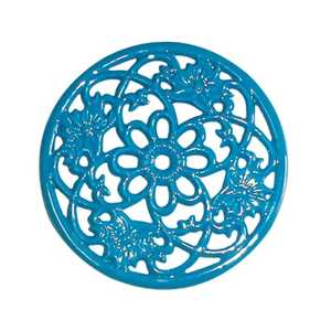 Dark Green Enamel Cast Iron Trivet Round Baroque Scroll Design Heat Resistant Pot Stand Heavy Duty <b>Table</b> <b>Protector</b> Kitchen - Product Image 5