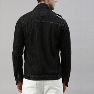 Vestes en jean pour hommes, style streetwear, hiver, 100% coton, col montant, tissu en toile respirant, veste en jean pour hommes - Product Image 2