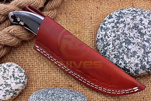 Cuchillo de Caza Hecho a Mano, Hoja de Acero Inoxidable, Mango de Cuerno de Búfalo, Cuchillo de Hoja Fija para Acampar al Aire Libre, Funda de Cuero, OEM - Product Image 2