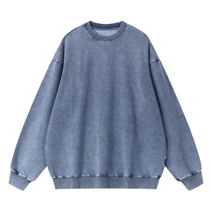 Breathable Cotton Sweatshirt for Men Heavyweight O-Neck <b>Pullover</b> O Neck Acid Wash <b>Jumper</b> Casual Streetwear Sweatshirt - Product Image 1