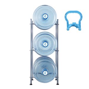 Portabottiglie d'acqua a 3 livelli per impieghi gravosi, in ferro, a fila singola, per bottiglie d'acqua da 5 galloni, porta 3 bottiglie a fila singola - Product Image 1