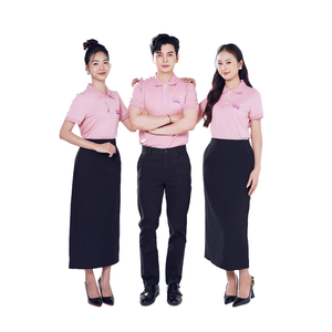 ชุดยูนิฟอร์มพนักงานโปรโมชั่น เสื้อโปโลและผ้ากันเปื้อน ชุดทำงานผ้าโพลีเอสเตอร์ทอ ปรับแต่งได้ สำหรับร้านกาแฟและร้านอาหาร - Product Image 4