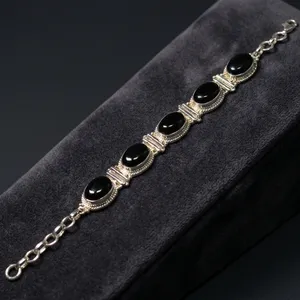 Pulsera de Plata de Ley 925 con Ónix Negro, Joyería Artesanal Vintage Boho con Piedras Preciosas para Mujer, Accesorios de Moda al por Mayor - Product Image 5