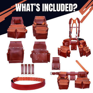 Cinturón de herramientas de cuero multifuncional y cómodo para trabajadores de la construcción, estilo personalizado con logotipo, color negro, venta al por mayor. - Product Image 5