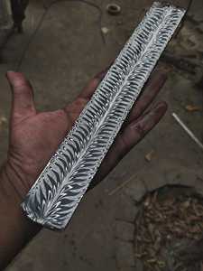 Material de Barra de Acero Damasco Mosaico Forjado a Mano, con Diseño de Pluma de Fuego, 0.5mm de Grosor, 193mm de Longitud Total, para Fabricación de Cuchillos Personalizados - Product Image 1