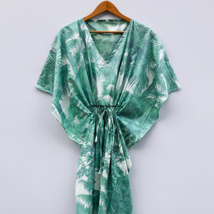 Kaftán de algodón estampado a mano al por mayor, kaftán de playa de algodón estampado, vestido de fiesta para mujer, vestido maxi de noche - Product Image 2