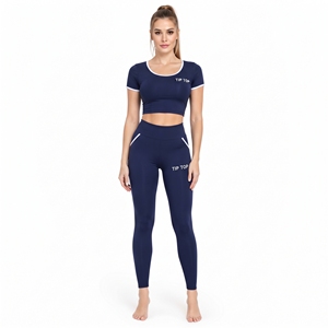 Conjunto de Yoga de 2 Piezas para Mujer, Top Corto de Manga Corta y Leggings Largos, Conjunto Deportivo de Secado Rápido, Ropa Deportiva Transpirable, Conjunto de 2 Piezas - Product Image 3