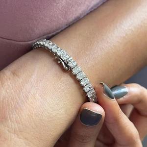 925 Sterling Silver Moissanite Tennis Bracelet Princess Cut Claw Setting Unisex GRA Certified Anniversary <b>Gift</b> - Product Image 2