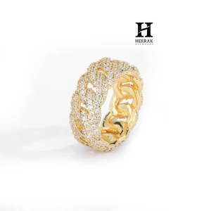 Iced Out Cuban Link Diamond <b>Ring</b> for <b>Men</b> - VVS Moissanite Hip Hop Jewelry - Hip Hop Jewelry - Vermeil Micro Pave Lab Diamond - Product Image 4