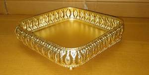 Bandeja Cuadrada Dorada de Metal para Servir, con Diseño Turco Grabado, Plato Decorativo para Aperitivos, Café y Bocadillos, a Precio de Exportación - Product Image 3