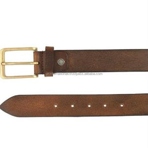 Cinturón informal de cuero con textura marrón real de calidad de exportación para hombres, cinturón de jeans de moda de dos tonos pintado a mano para unisex a bajo precio - Product Image 1