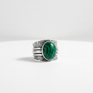 Hydro Malachite <b>Ring</b> Handmade <b>Silver</b> Plated <b>Statement</b> <b>Ring</b> Boho Green Gemstone Jewelry - Product Image 5