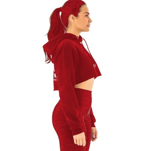 <b>GYM</b> ACTIVE Eco-Friendly Casual Style High Quality Canvas Material Women's Crop Top Hoodie <b>Sweatshirt</b> Drawstring Washed-Quick Dry - Product Image 6