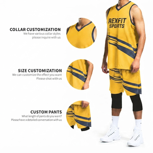 Ensemble de maillots de basket-ball personnalisés Rexfit Sports, sublimés, violet et blanc, col en V, sans manches, évacuation de l'humidité, unisexe adulte - Product Image 4
