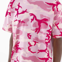 T-shirt à manches courtes pour homme, imprimé camouflage rose, col rond, coupe ample, style jersey en coton décontracté