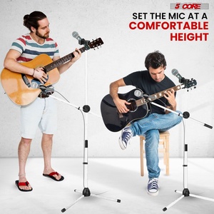 5 Core <b>Microphone</b> <b>Stand</b> Floor 2 Mic Clips Universal Adjustable 63" Tripod Mic <b>Stands</b> w Boom Arm - Product Image 4