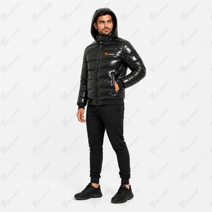 Veste à capuche rembourrée noire pour homme Tiierwear, coupe-vent, rembourrage en polyester, fermeture éclair, vêtement d'hiver décontracté - Product Image 2