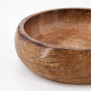Mango Wood Round Serving <b>Bowl</b> <b>Set</b> of 4 Handmade Eco Friendly Food Safe Grade <b>Bowls</b> for <b>Soup</b> Salad Rice Dinner & Kitchen Home Use - Product Image 3