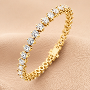 Pulsera de Diamantes de Corte Redondo para Mujer en Oro Amarillo, Oro Blanco y Oro Rosa, Diseño Clásico de Joyería - Product Image 1