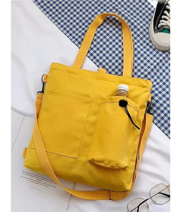 Sac fourre-tout en toile de couleur unie pour femme Glowic, fermeture à bouton magnétique, sac à main fait main pour le shopping, le bureau, l'université - Product Image 6