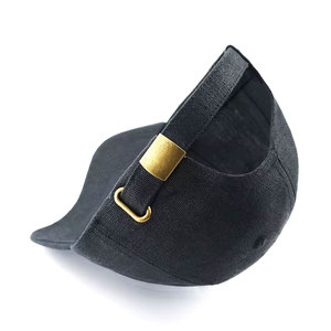 Unisex Black Baseball Cap 6-Panel Fitted Cotton Breathable & <b>Waterproof</b> Canvas Sporty Style Adult <b>Hat</b> - Product Image 5