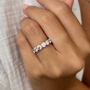 2.1 TCW Lab Grown Diamond <b>Ring</b> , U Shape Diamond Band , <b>Stacking</b> Diamond <b>Ring</b> , 7 Stone Lab Diamond <b>Ring</b>, Diamond Rose Gold - Product Image 1