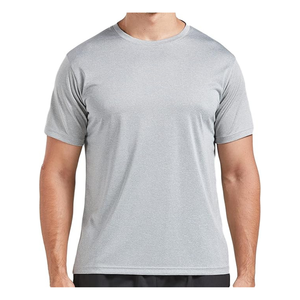 T-shirt à manches courtes bleu clair pour homme, coupe classique, col rond, tricoté, respirant, couleur unie, polyester - Product Image 5