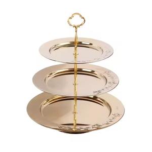 Plateau à dessert écologique à 3 niveaux, plat à bonbons, support à gâteau en acier inoxydable, plat à sucre, assiettes à fruits secs de Noël - Product Image 5