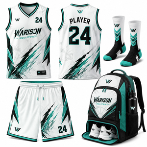 Wholesale Unisex Basketball Uniform Set 100% Polyester Basketball Jersey With Short Socks And Bag Pack Set - Product Image 5