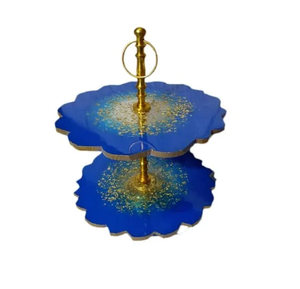 Support à gâteau en résine époxy, design classique, poignée en métal, support à 2 niveaux, décoration pour fêtes de Noël, support à gâteau en résine époxy - Product Image 6