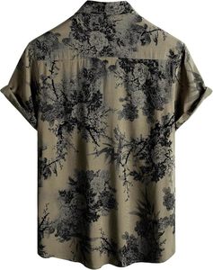 เสื้อเชิ้ตสำหรับผู้ชายเสื้อพิมพ์ลายดอกไม้หลากสีสำหรับผู้ชาย | เสื้อแขนสามส่วนสำหรับผู้ชายเสื้อสำหรับผู้ชายใส่ฤดูร้อน - Product Image 2