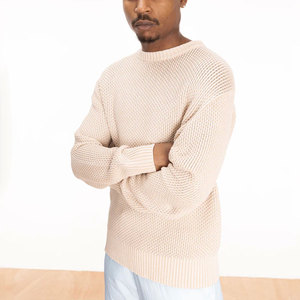 Men's Beige Knitted <b>Pullover</b> <b>Sweater</b> Full Sleeve Solid Color Regular Fit Wool/Acrylic Winter Wear Quick Dry Breathable - Product Image 4