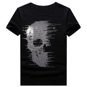 เสื้อยืดคอกลมแขนสั้นผู้ชายทรงโอเวอร์ไซส์สีพื้นแบบลำลอง - Product Image 2
