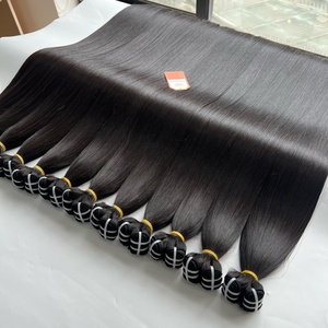 ผมต่อแบบเส้นตรงสีดำคุณภาพสูง ขนาด 8-40 นิ้ว เกล็ดผมเรียงตัวสวยงาม  แบบ Double Machine Weft - Product Image 1